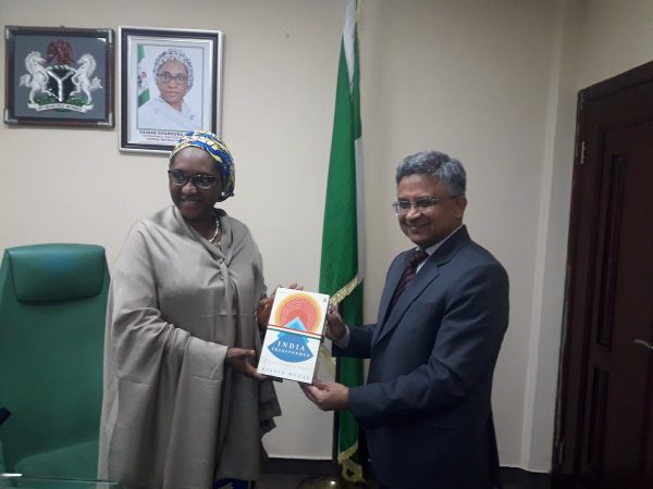 Abhay Thakur, the Indian High Commissioner to Nigeria.pesents ITEC manual to Nigeria’s Minister of Finance Zainab Ahmed