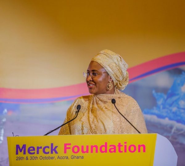 Aisha Buhari speaks at the event in Accra Ghana