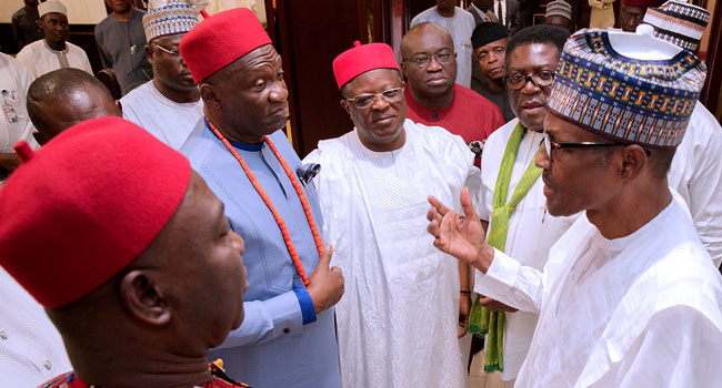 Buhari, right with South East leaders