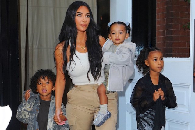 Kim Kardashian with three of her kids in Armenia