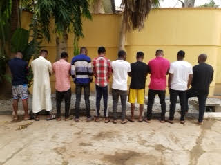 Line up of the suspected internet fraudsters