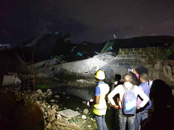 The three-storey building that gave way in Lekki, Lagos on Thursday