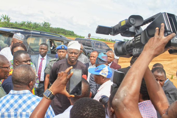 Governor Seyi Makinde at the site of the N76billion circular road in Ibadan