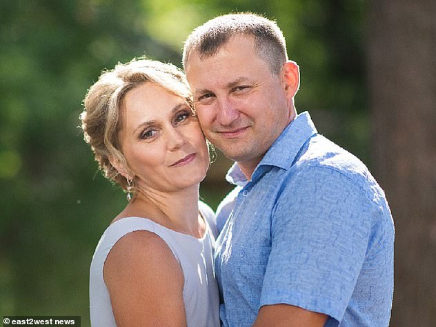 One of the scientists killed, Vyacheslav Lipshev, 40, with his widow Natalia Alexeeva,