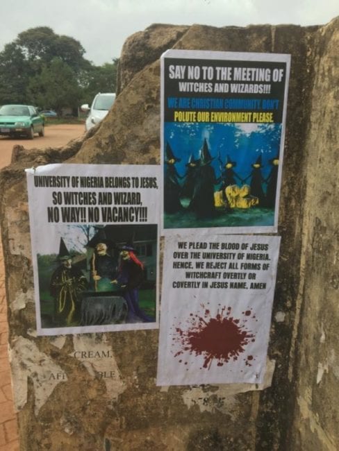 Posters on UNN campus opposing conference on witchcraft