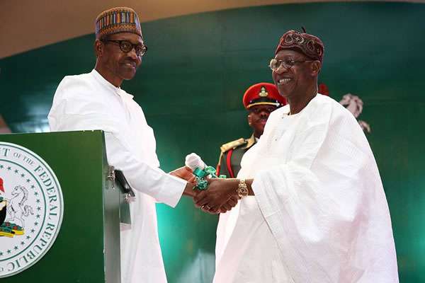 President Buhari and Lai Mohammed
