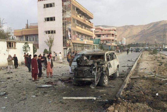 Scene of the car bomb in Kabul as posted on Twitter
