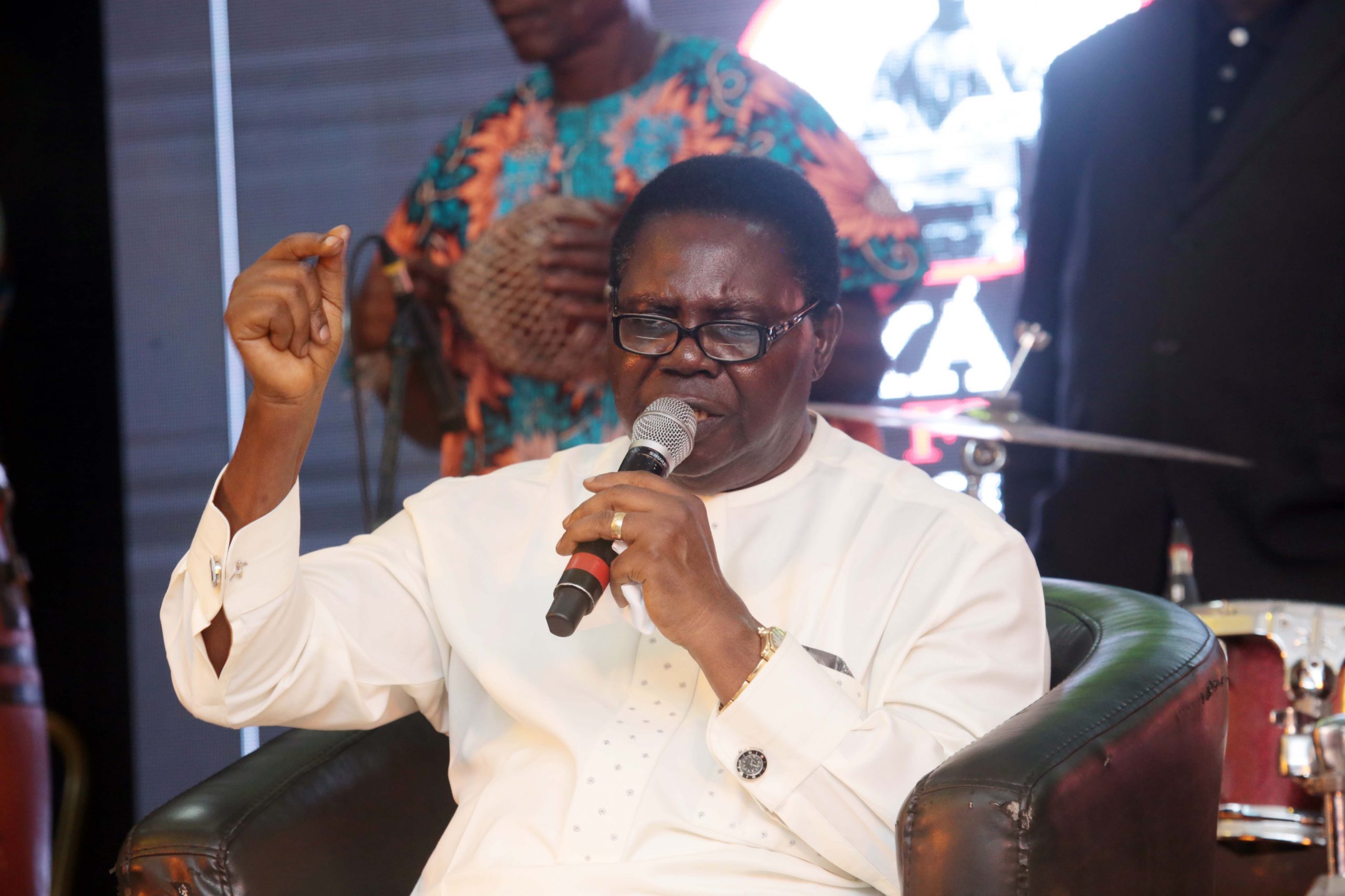 Chief Ebenezer Obey while performing at the event