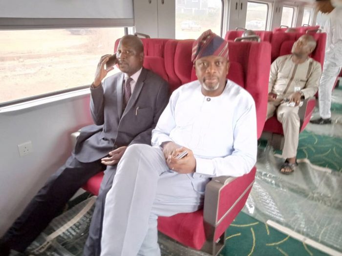 DG, Oyo State IPPPA, Hon. Segun Ogunwuyi in a ride on the Lagos Ibadan Standard railway with his staff