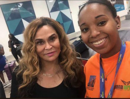 Tina Knowles spotted in Ghana with an airport staff