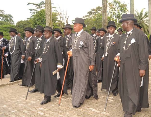 Kalabari Chiefs from Rivers when they held a meeting with former President Goodluck Jonathan
