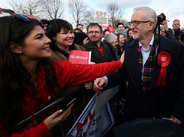 Labour supporters with Jeremy Corbyn