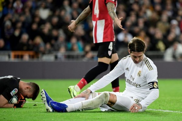 Madrid captain Sergio Ramos dejected after failing to find a winner