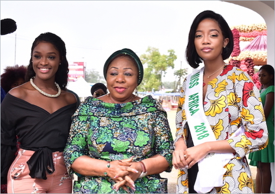 Miss Africa 2018, Congolese Dorcas Kasinde with Senator Ita Giwa, middle
