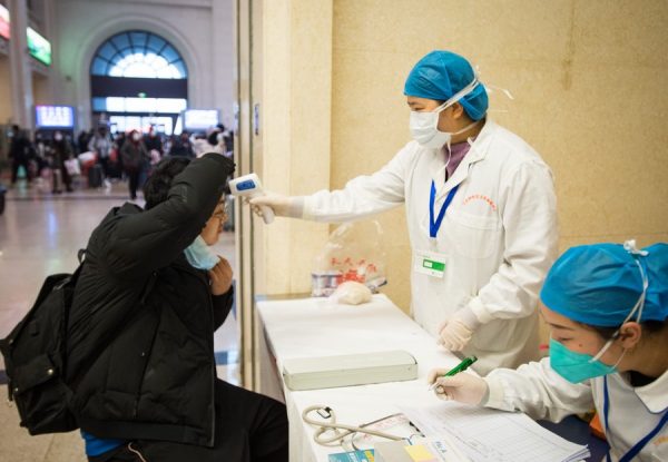A Chinese traveller being tested for novel coronavirus . Photo credit: Xinhua