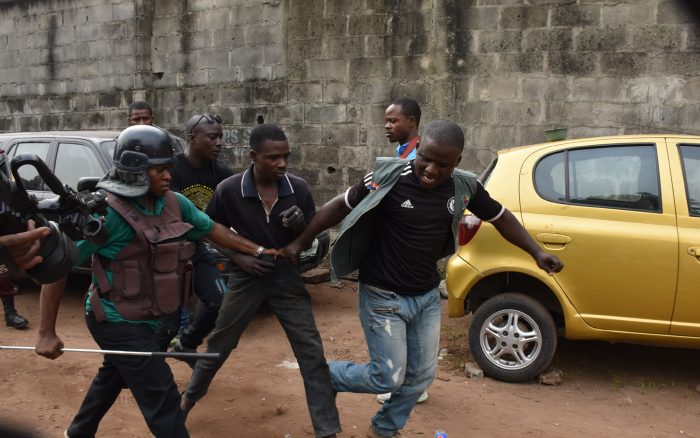 A man being arrested by Task Force officials last week