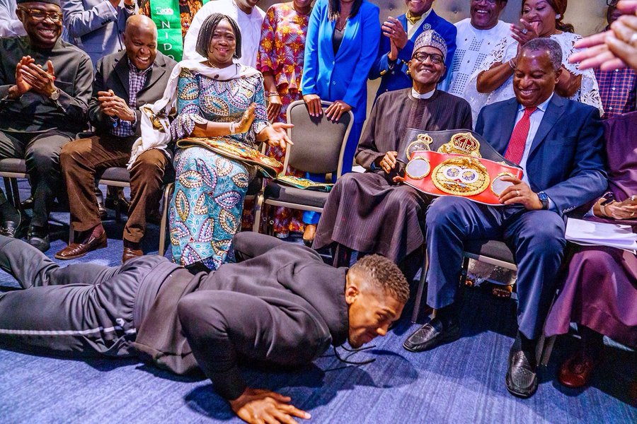 Anthony Prostrates as an African to Baba Buhari