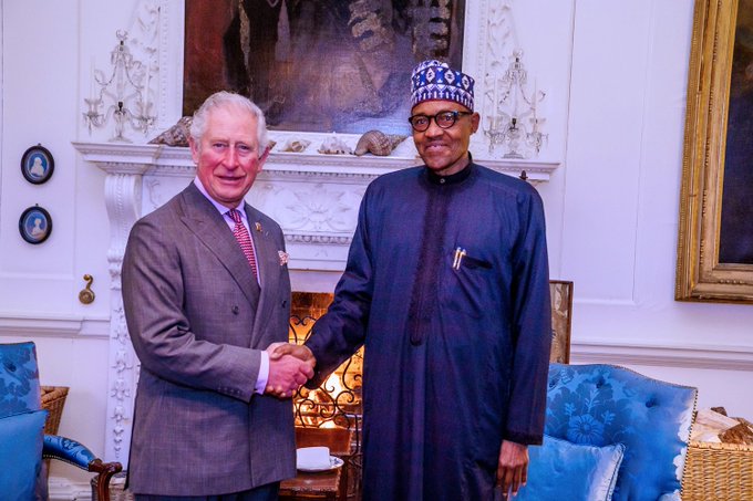 Buhari and Prince Charles, heir to UK throne in London on Sunday
