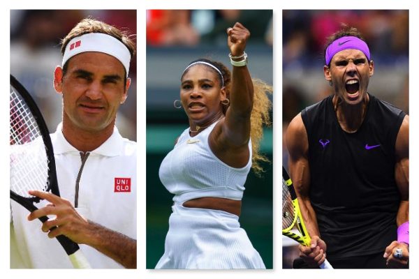 L-R Federer, Serena Williams, Rafa Nadal