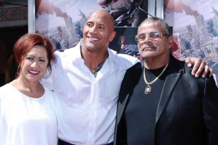 Rocky Johnson, right, with his famous son, The Rock