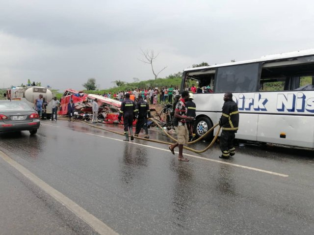 The two buses reportedly collided head on