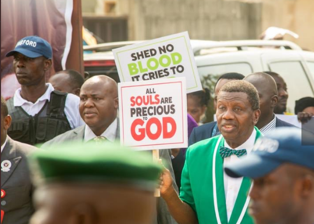 Adeboye leads protest in Ebute Metta