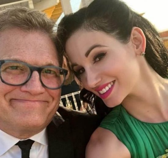 Amie Harwick, right and Drew Carey in 2017
