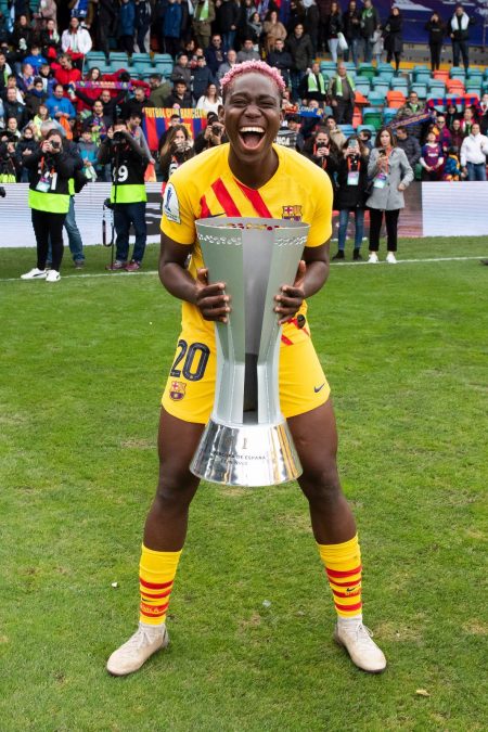 Asisat Oshoala with the Super Cup