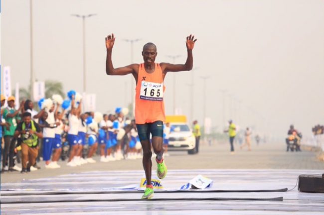 David Barmasai Tumo at the finish line