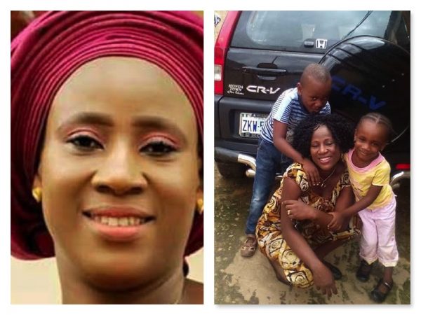 Mrs Philip Ataga, left; with her two kids, now with the abductors