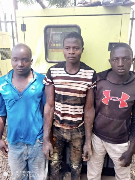 The three Ansaru terror suspects, arrested by the police