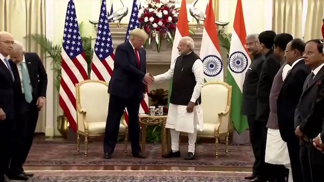 Trump and Modi in New Delhi on Tuesday