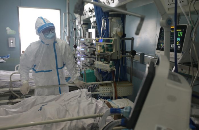 A medical doctor at an intensive care unit in a Wuhan hospital
