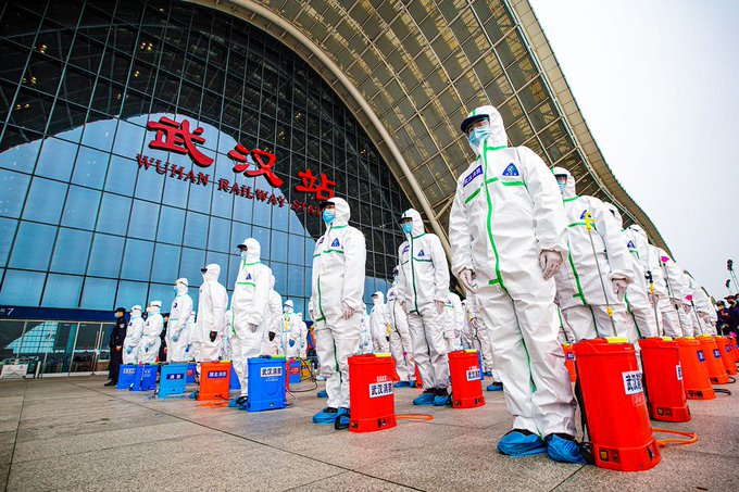 China coronavirus brigade set to disinfect Wuhan rail station