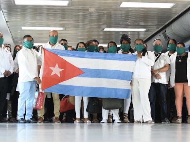 Cuban doctors and nurses in Havana before leaving for Italy