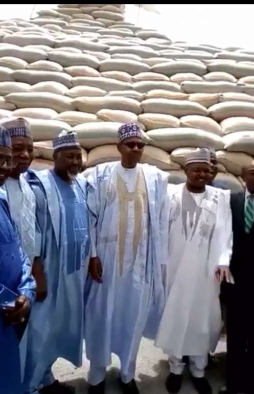 President Buhari, second right, with Kebbi Governor Atiku Bagudu, right and Badaru, left