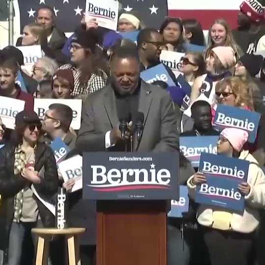 Jesse Jackson speaks at the Bernie Sanders rally in Michigan