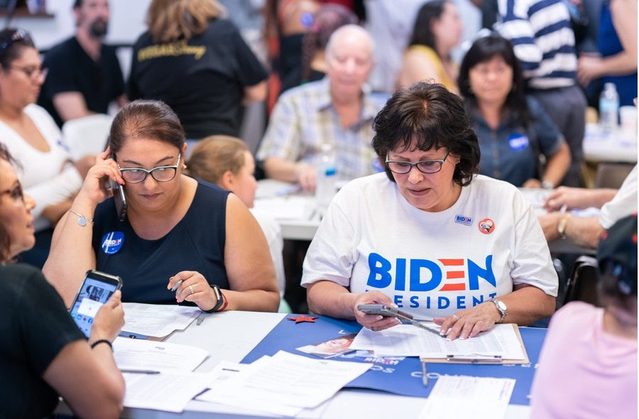 Joe Biden supporters rallying the faithful to vote on Saturday