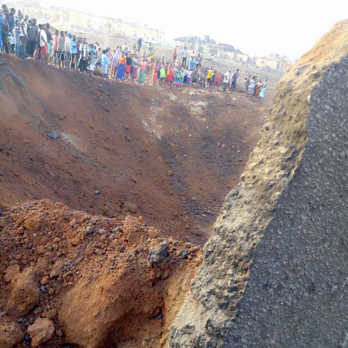 The crater left by the strange blast in Akure believed to be a meteorite