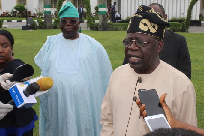 Tinubu speaks with the media