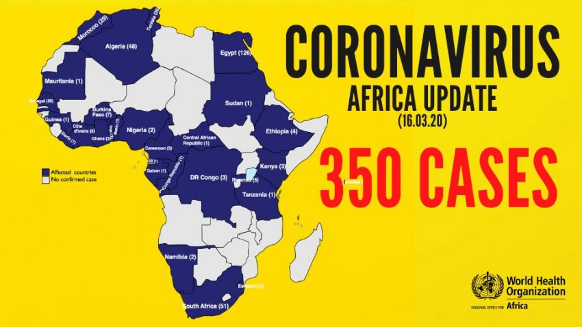WHO coronavirus map of Africa. Pls note the figures keep changing
