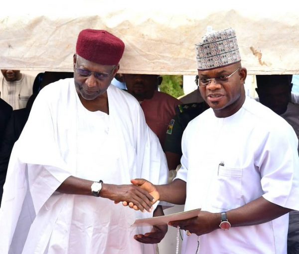 Yahaya Bello and Abba Kyari at the Firdau for Bello’s mum on 17 March