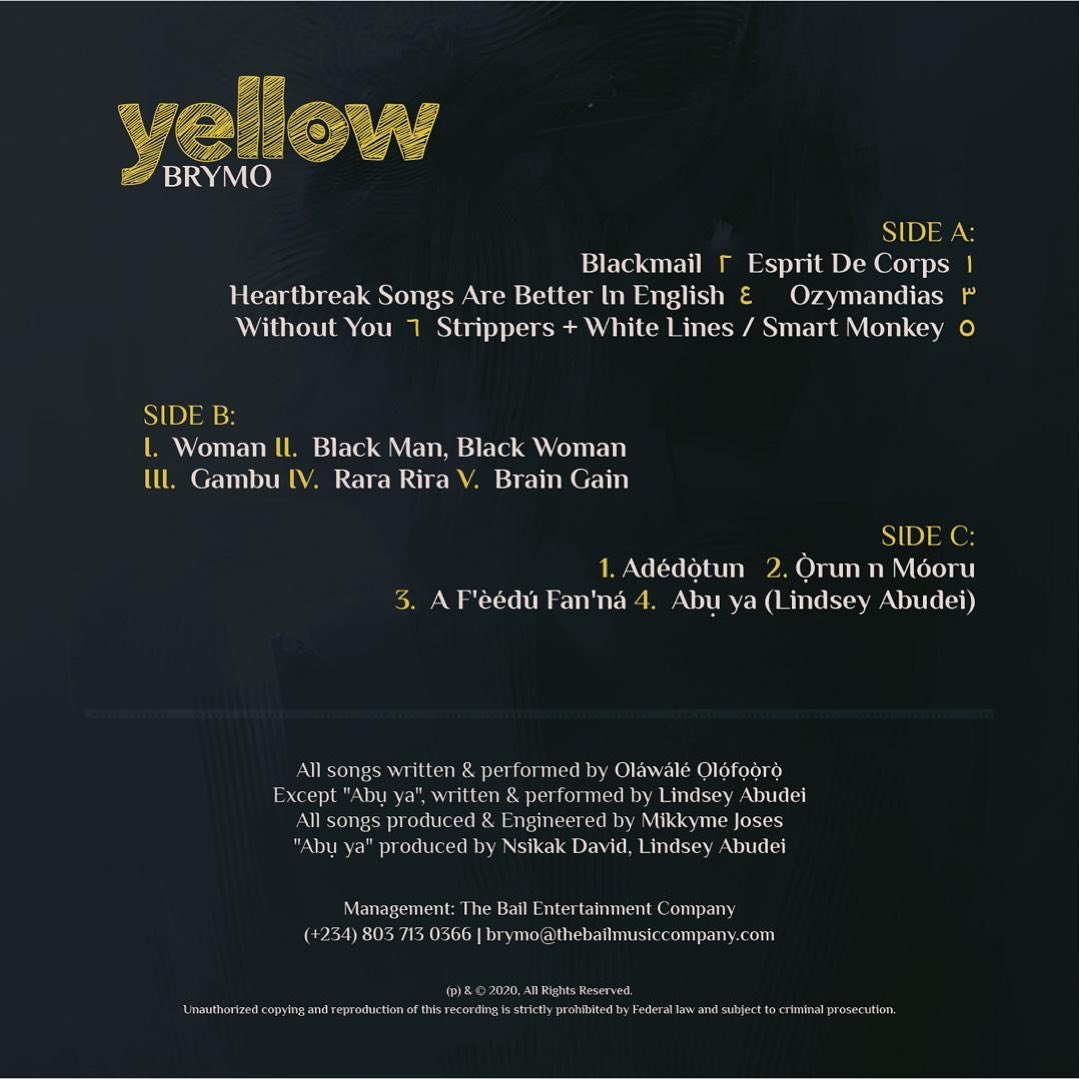 Brymo Yellow Tracklist