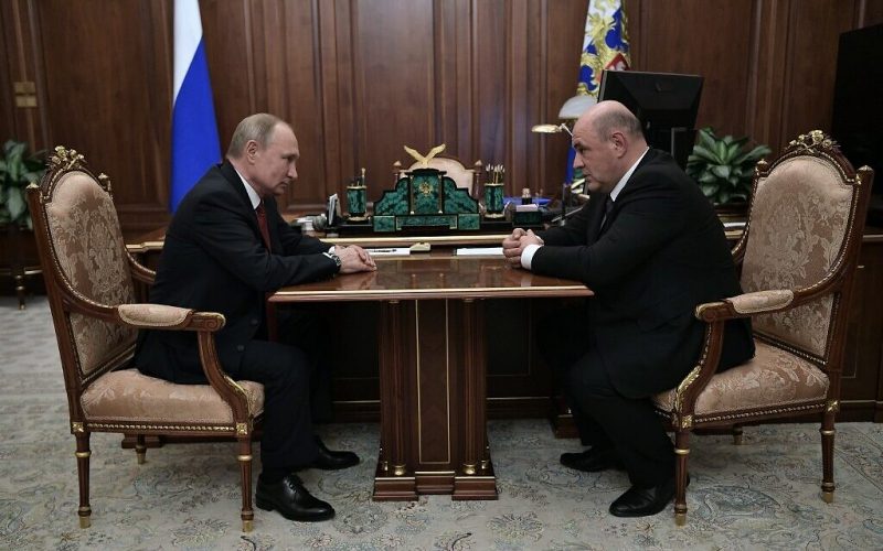 RUSSIA-POLITICS Mishustin and Putin
