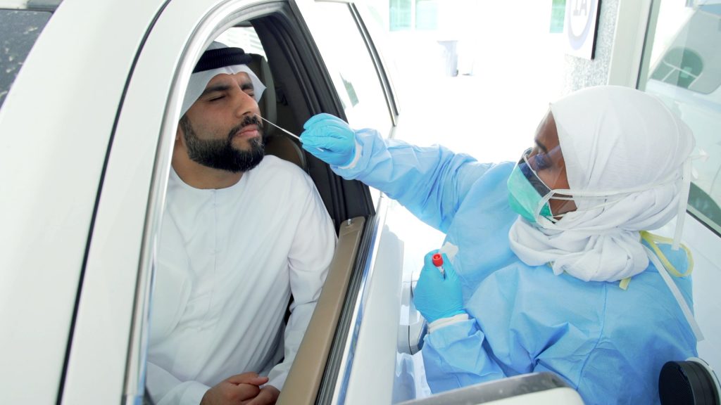 Drive through coronavirus testing in UAE