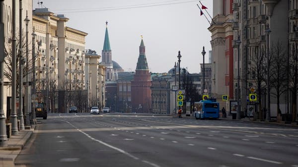 Empty Tverskaya Street Red Square in Moscow