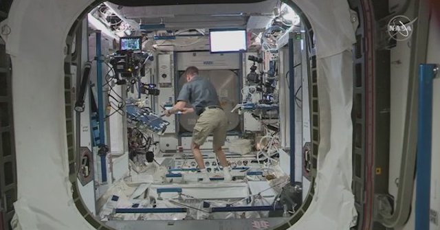 Inside the SpaceX Dragon, one of the US astronauts