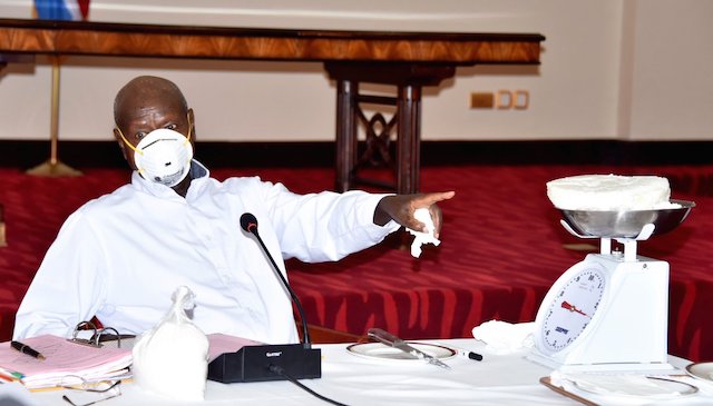 Museveni: gives a free mask promise