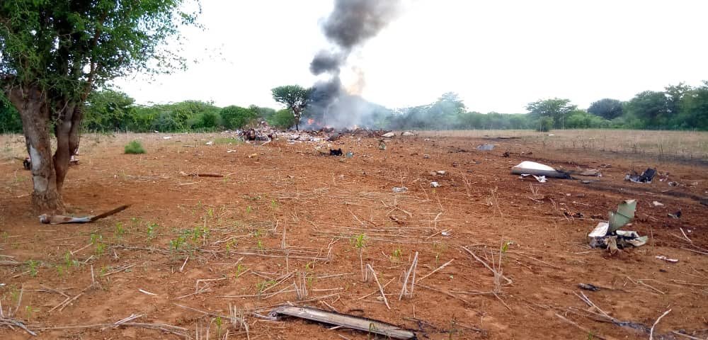 Remains of the plane at Bardale airstrip in Somalia