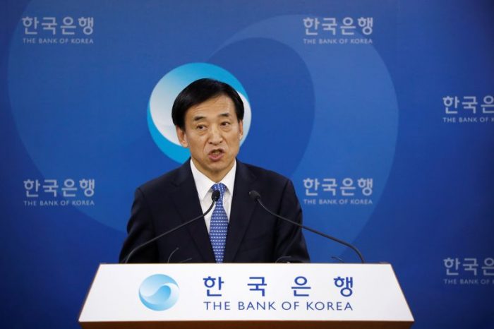 FILE PHOTO: Bank of Korea Governor Lee Ju-yeol speaks during a news conference in Seoul